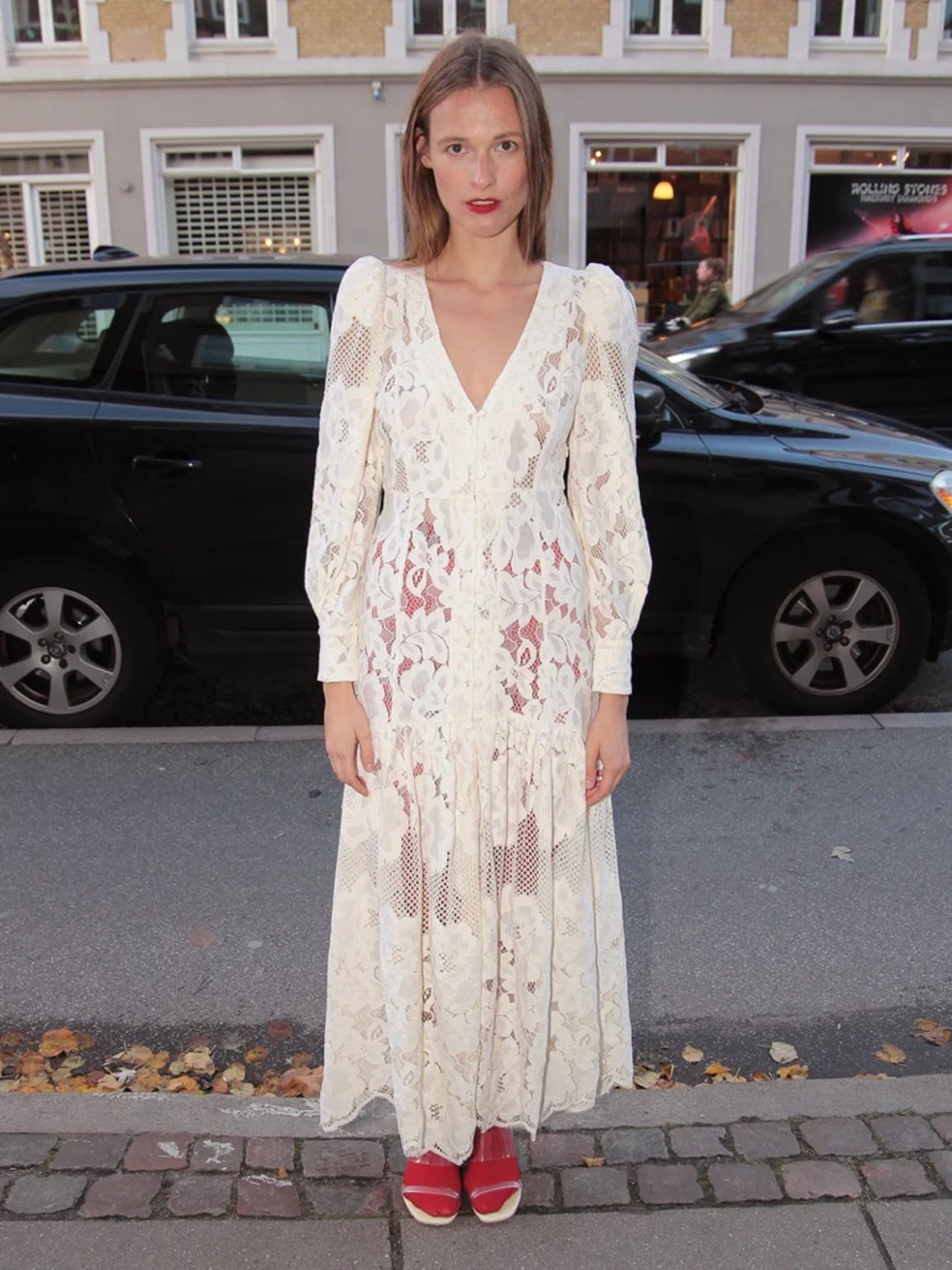 Mr. Larkin The Penny Dress S Small  NWT Ivory Lace V-Neck Long Sleeve Dress